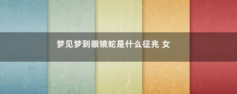 梦见梦到眼镜蛇是什么征兆 女性是什么意思